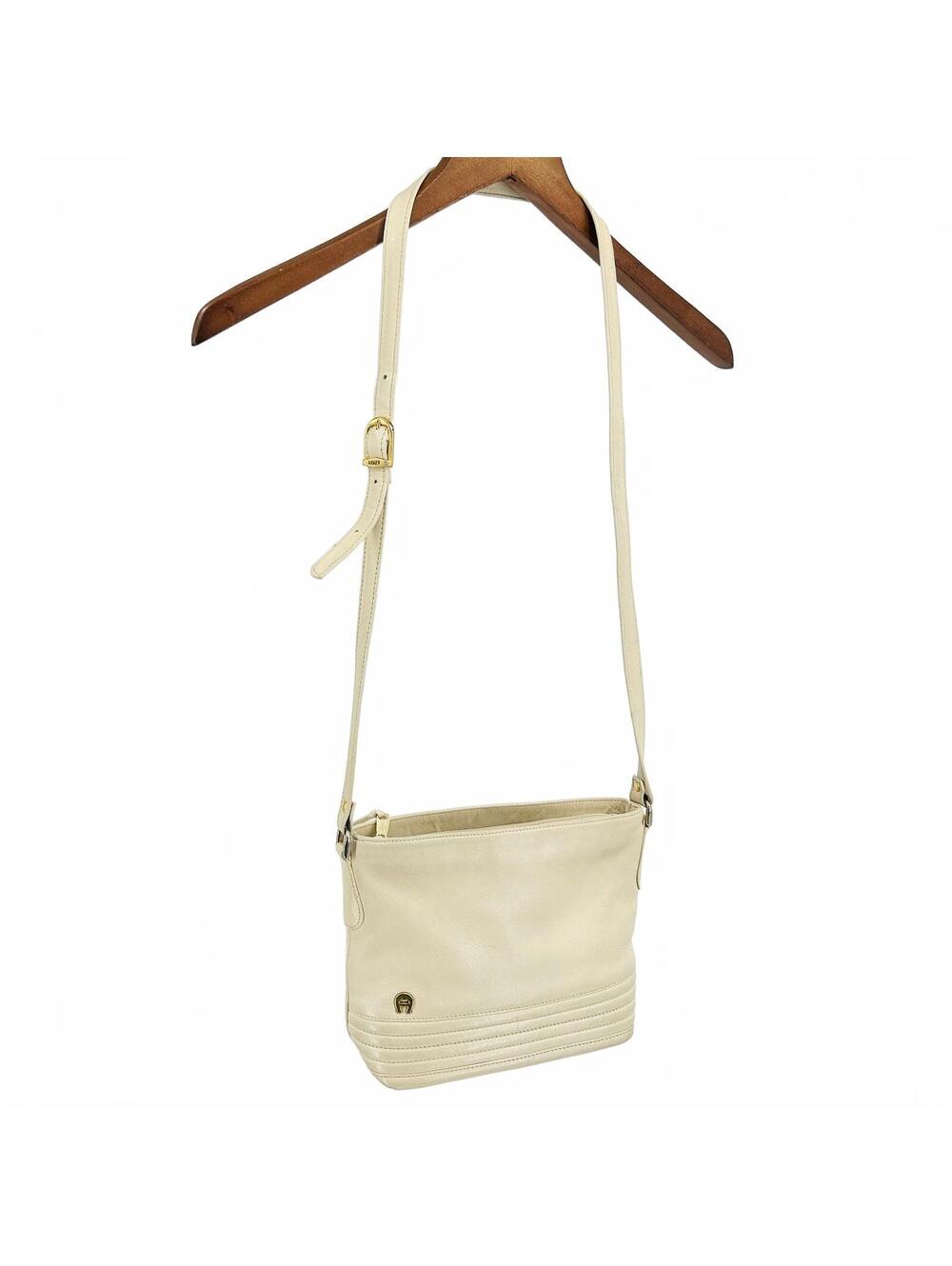 Vintage 80s Etienne Aigner Cream Genuine Leather Handbag